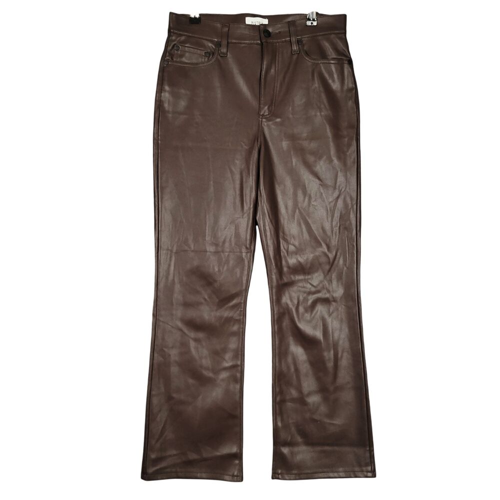 Revolve PISTOLA Brown Lennon High Rise Crop Boot Pant Vegan Leather SIZE 27